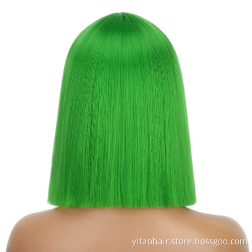 Pink Color Bob Non Lace Wigs Synthetic Hair Wholesale 613 Blonde Blue Red Green Grey Ombre Short Bob Wigs for Black Women